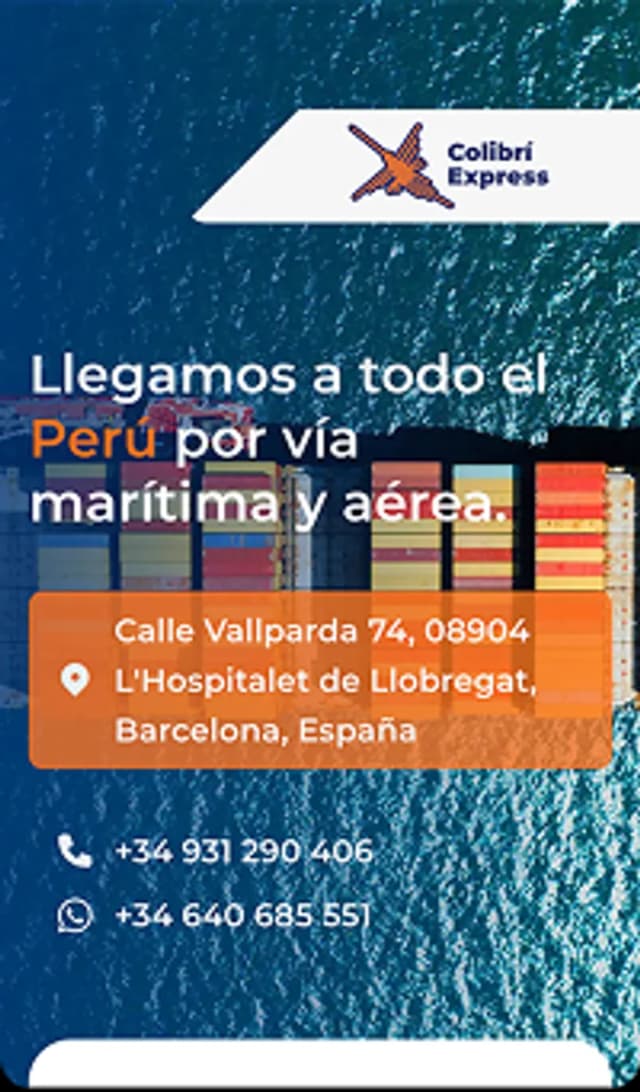 Empresa de importación y exportación Barcelona–Perú con envíos marítimos y aéreos, dirección y teléfonos