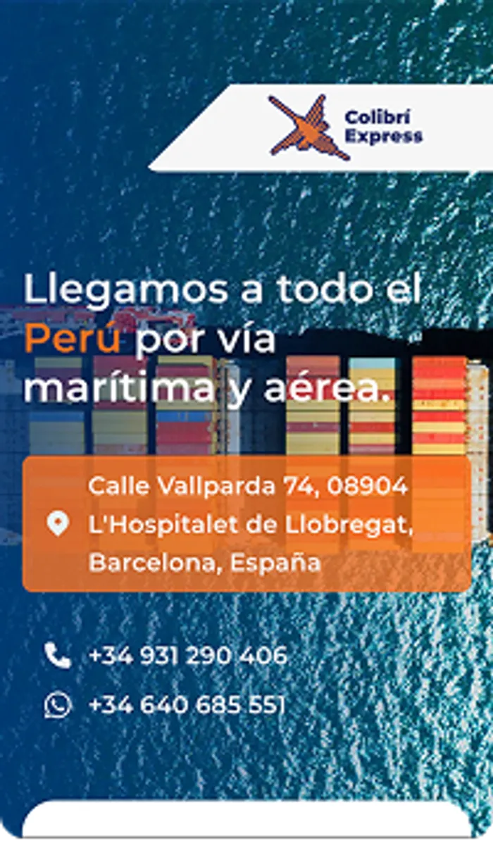 Colibrí Express services screen